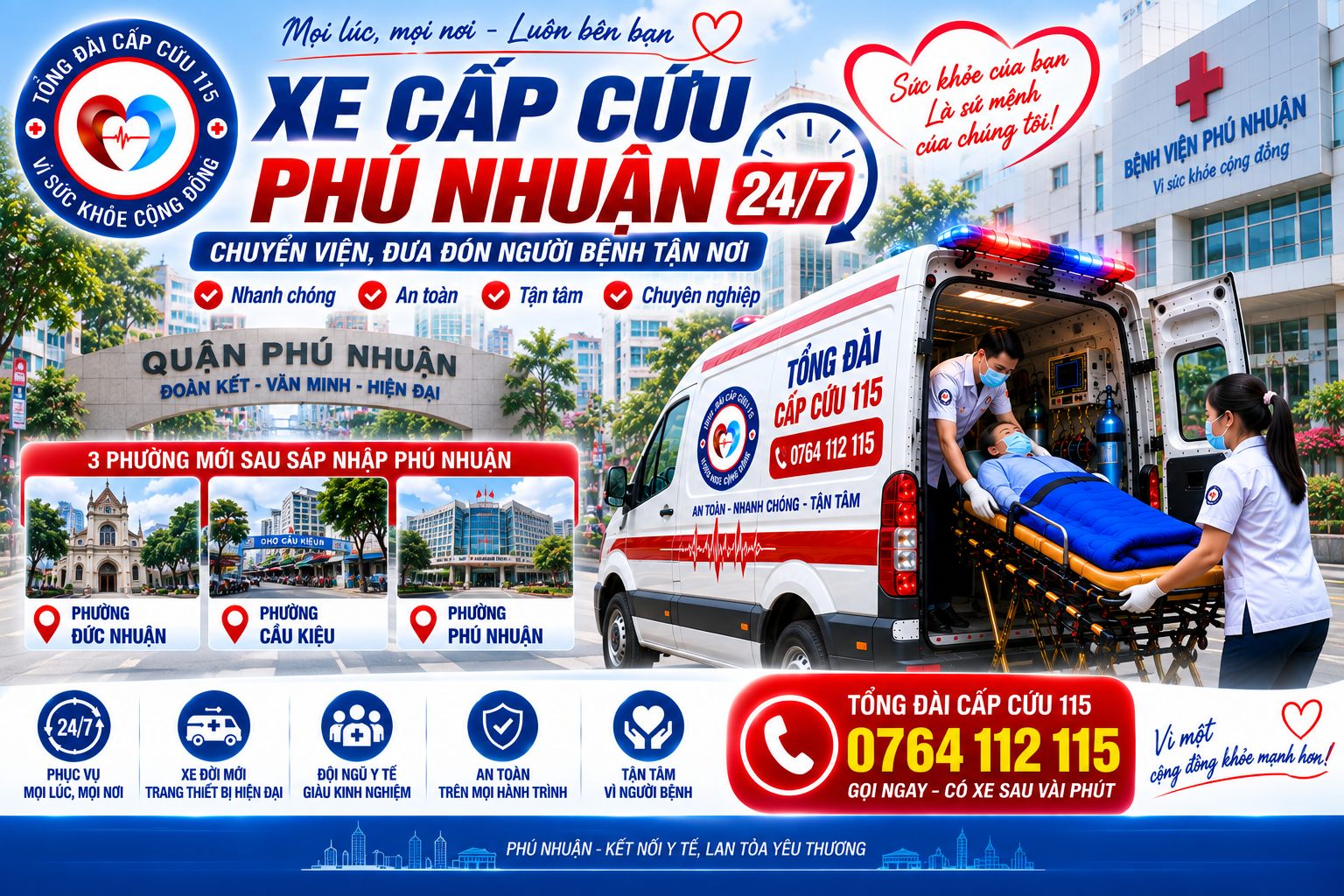 Xe Cấp Cứu Phú Nhuận 24/7 – Chuyển Viện, Xe Cứu Thương Tận Nơi