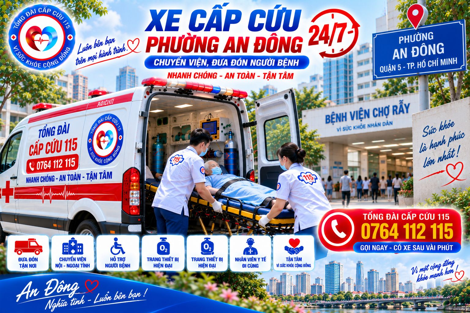Xe Cấp Cứu Phường An Đông 24/7 – Chuyển Viện, Đưa Đón Người Bệnh