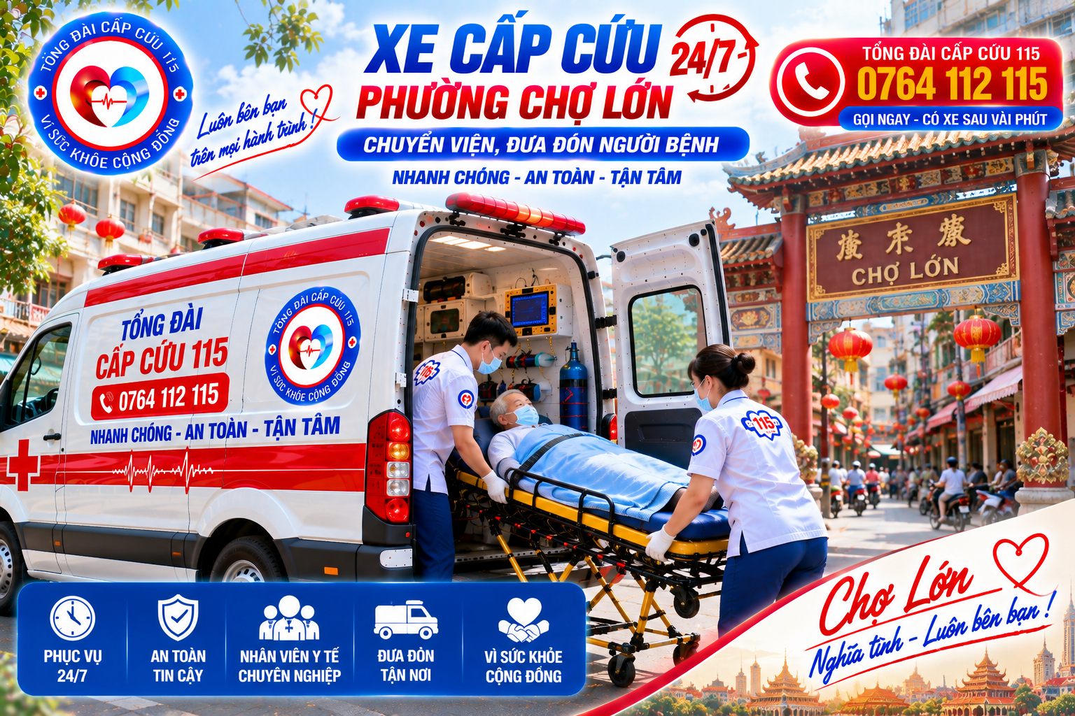 Xe Cấp Cứu Phường Chợ Lớn 24/7 – Chuyển Viện, Đưa Đón Người Bệnh