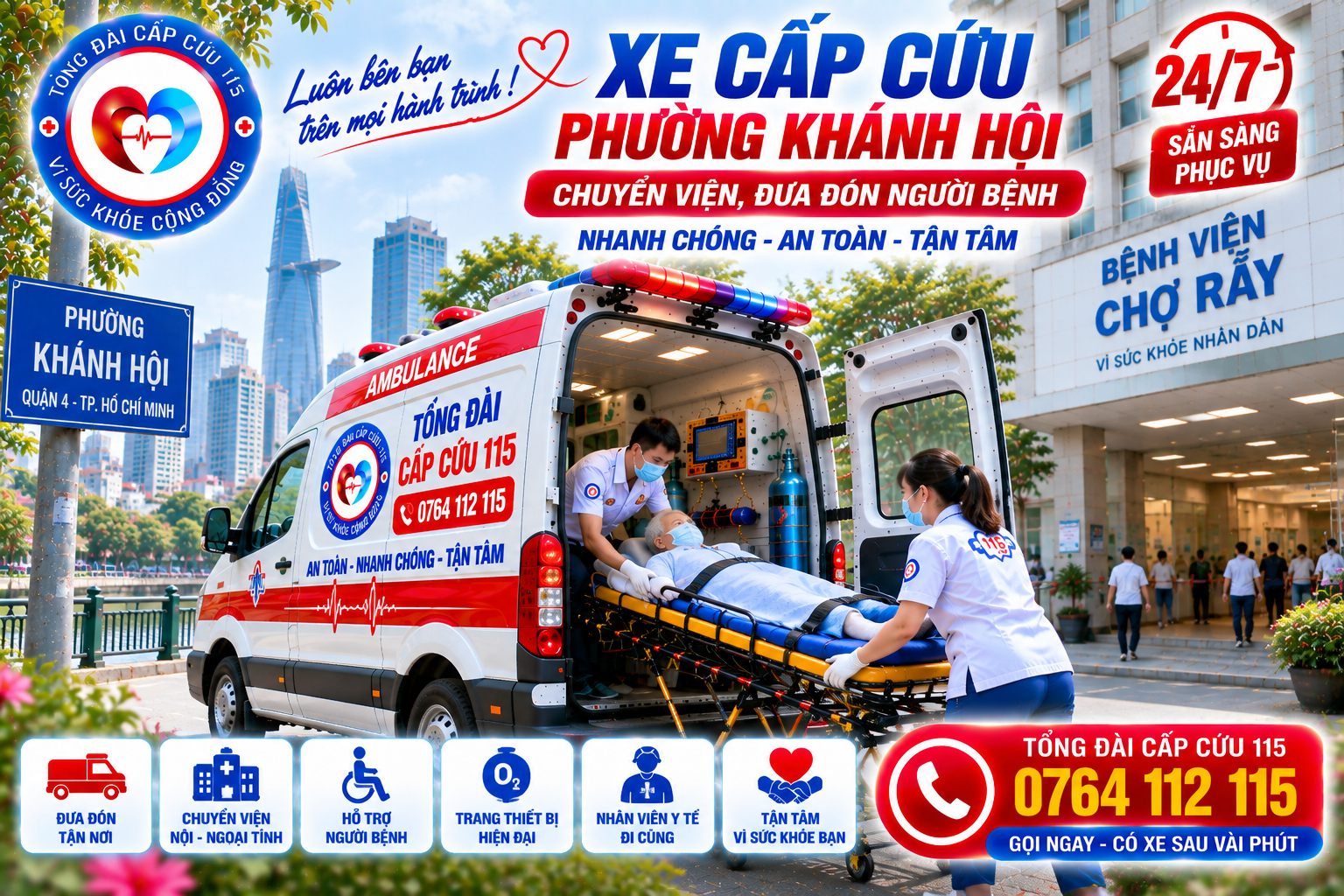 Xe Cấp Cứu Phường Khánh Hội 24/7 – Chuyển Viện, Đưa Đón Người Bệnh