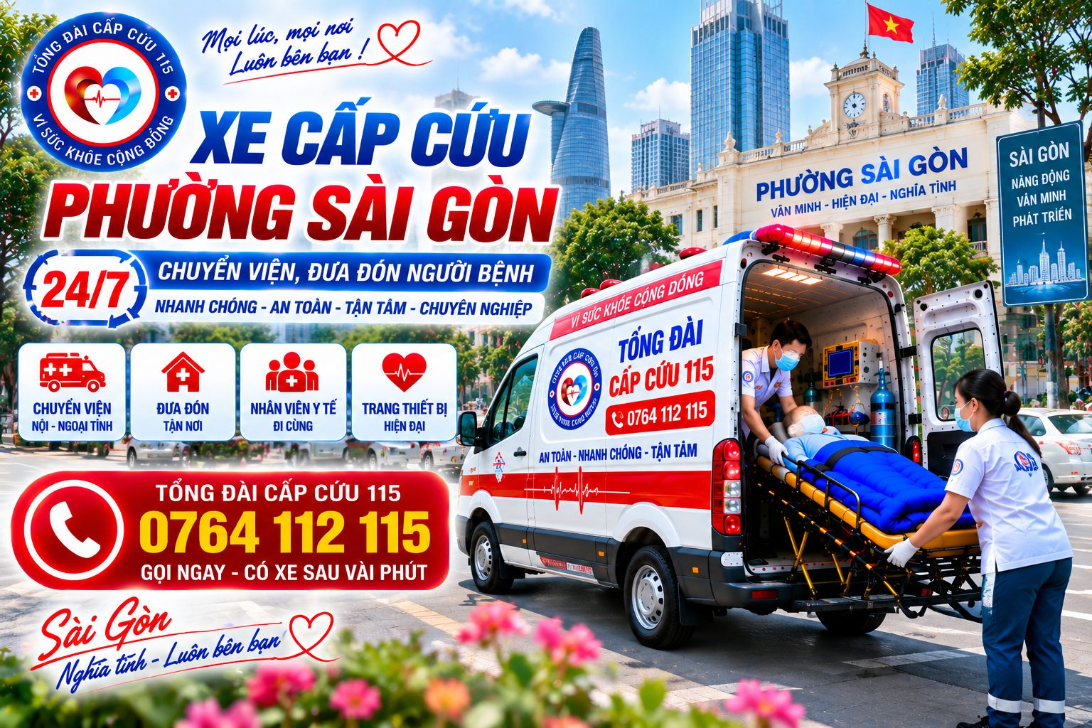 Xe Cấp Cứu Phường Sài Gòn 24/7 – Chuyển Viện, Đưa Đón Người Bệnh