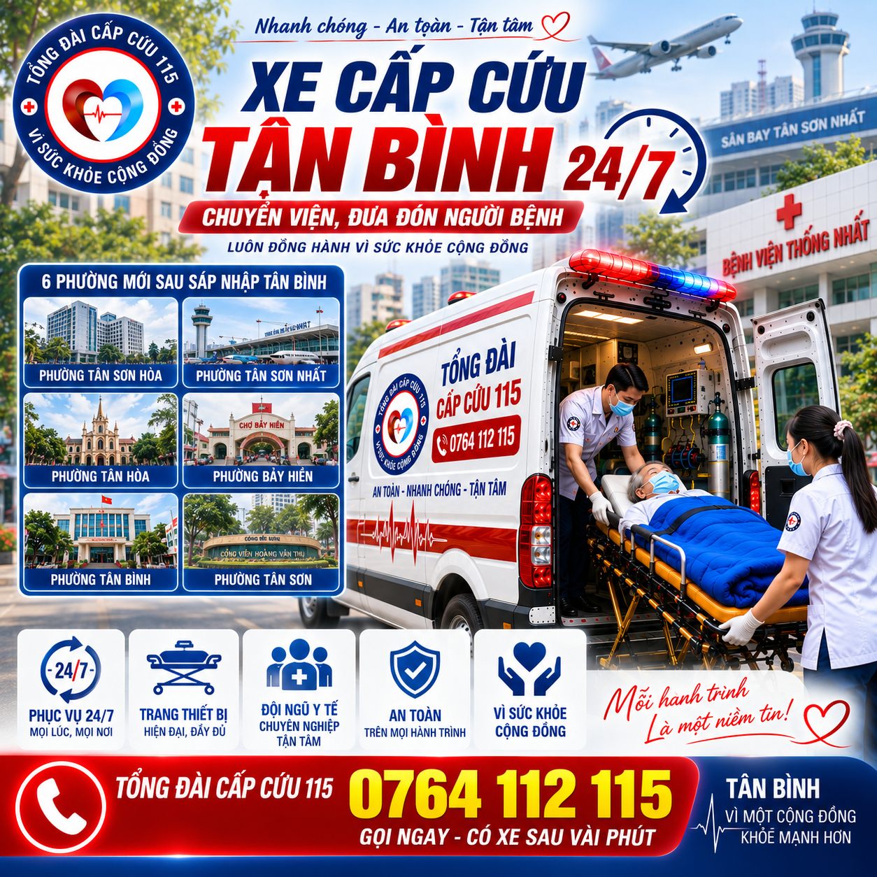 Xe Cấp Cứu Tân Bình 24/7 – Chuyển Viện, Đưa Đón Người Bệnh