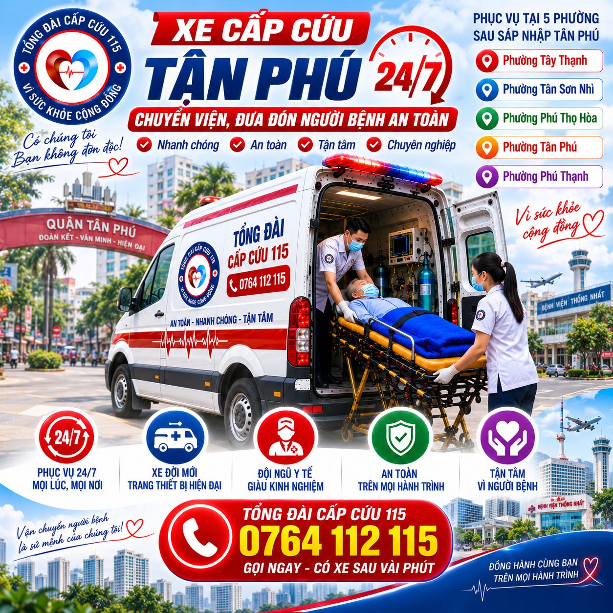 Xe Cấp Cứu Tân Phú 24/7 – Chuyển Viện, Đưa Đón Người Bệnh